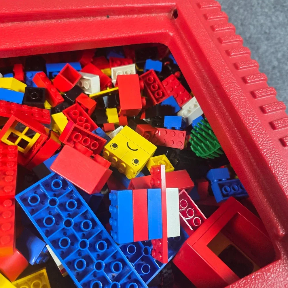 Vintage Red LEGO Carry Case Storage Box‎ with Assorted Building Blocks Bricks